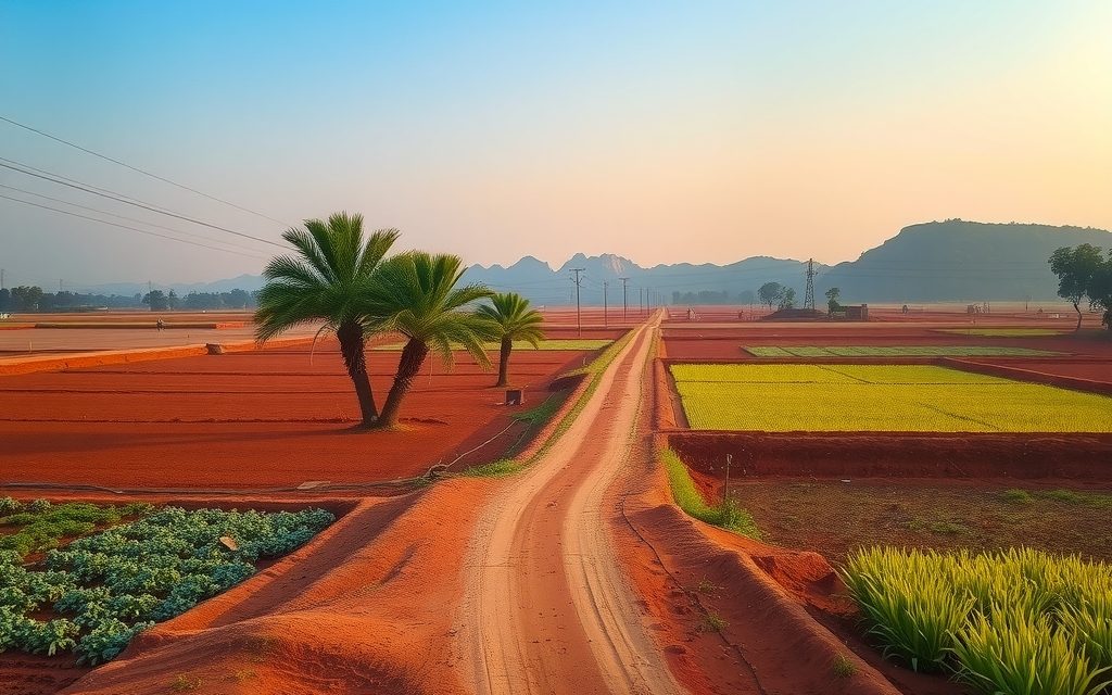 Rocky red-soil fields and custard apple bushes near Dundigal, Medchal-Malkajgiri district