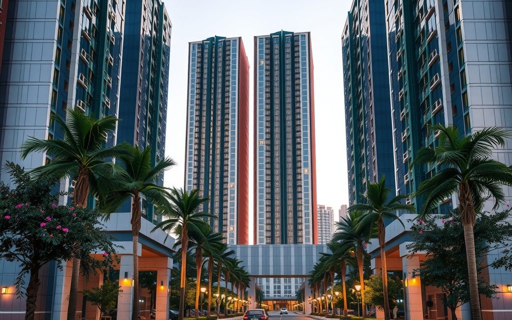Mid-rise apartment blocks and shops near AS Rao Nagar circle in the ECIL belt of Hyderabad