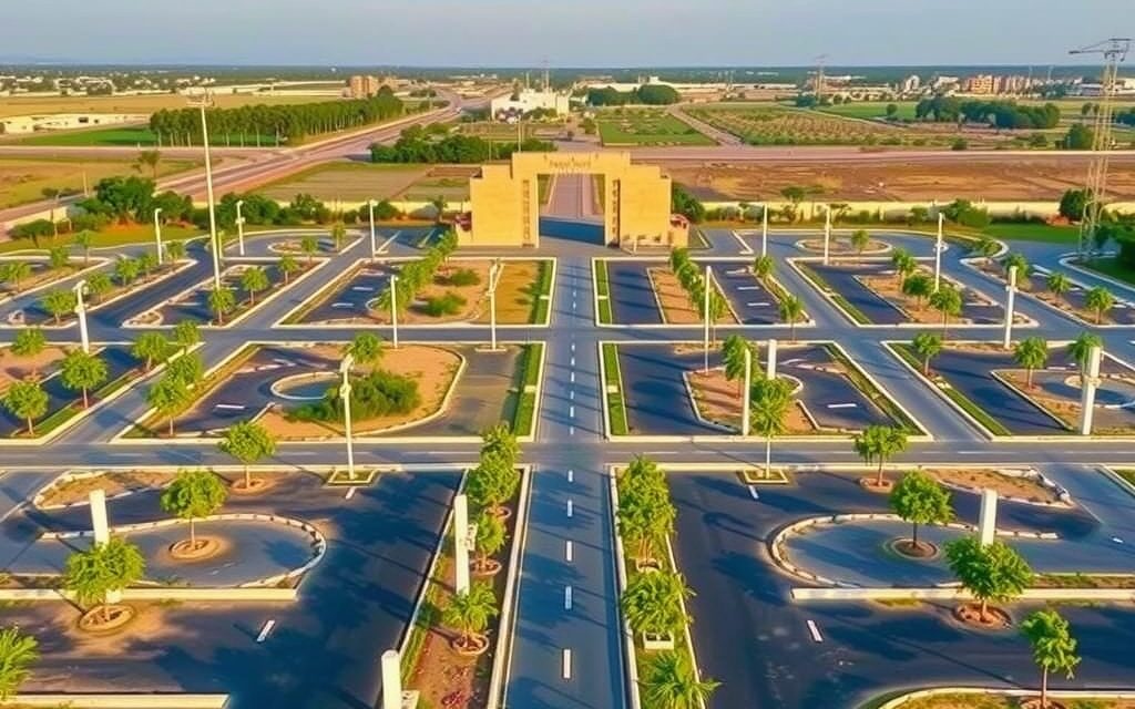 Residential plots and independent houses near Ameenpur lake, Sangareddy district, with the lake in the distance