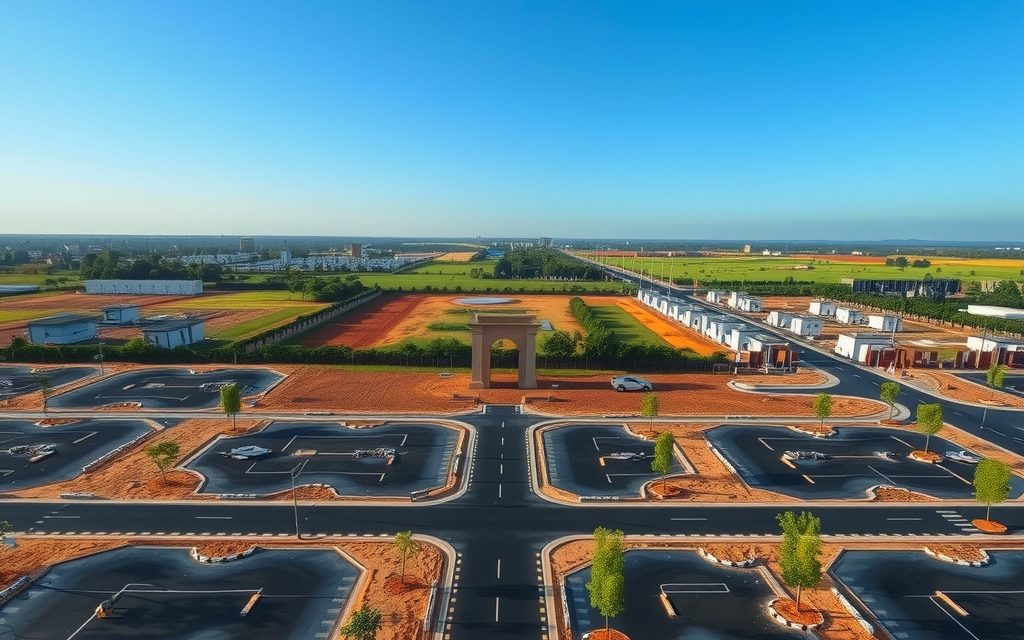 HMDA plotted venture with laid roads off the Nagarjuna Sagar highway near Ibrahimpatnam, Rangareddy district