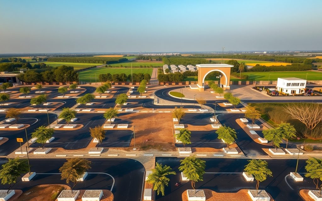 DTCP plot layout on the edge of Vikarabad town with the forested Ananthagiri hills in the distance