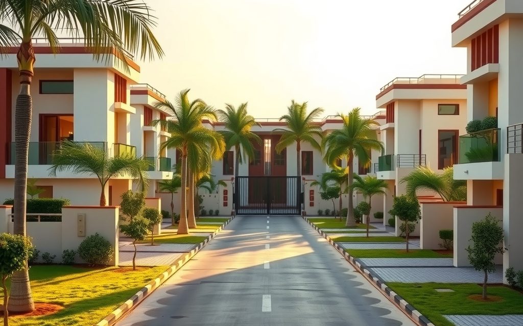 Gated independent villas with landscaped streets near the Financial District towers in Nanakramguda, Hyderabad